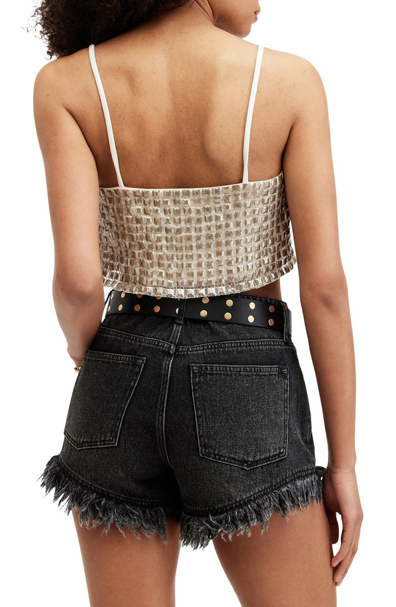 AllSaints Embellished Crop Top, Alternate, color, White/ Gold