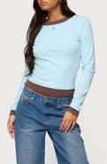 EDIKTED Layered Look Long Sleeve Stretch Cotton Top