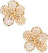 Cara Crystal & Faux Pearl Flower Statement Stud Earrings