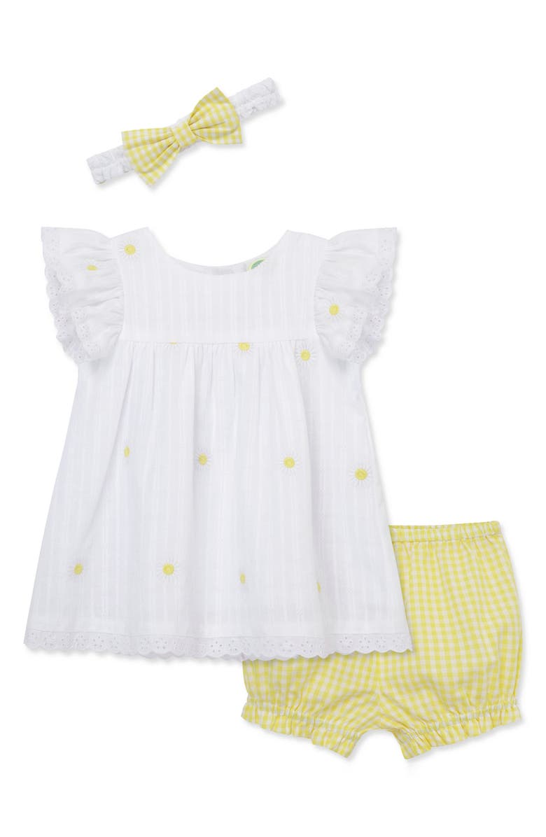 Little Me Daisy Texture Top, Shorts & Headband, Main, color,