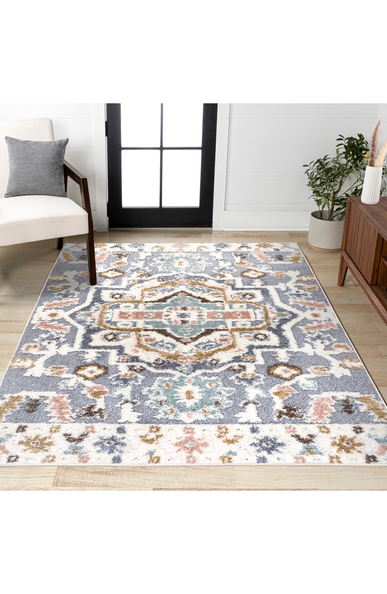 JONATHAN Y Aziza Persian Medallion High-Low Area Rug, Alternate, color, Multi