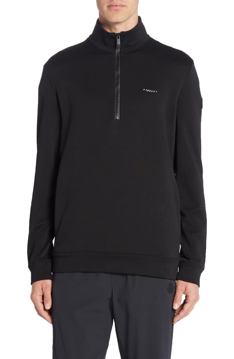 Moncler Cotton Fleece Half Zip Sweatshirt, Main, color, 