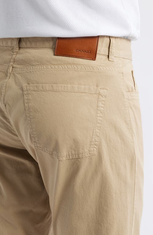 Canali Regular Fit 5-pocket Cotton Stretch Twill Pants In Neutral