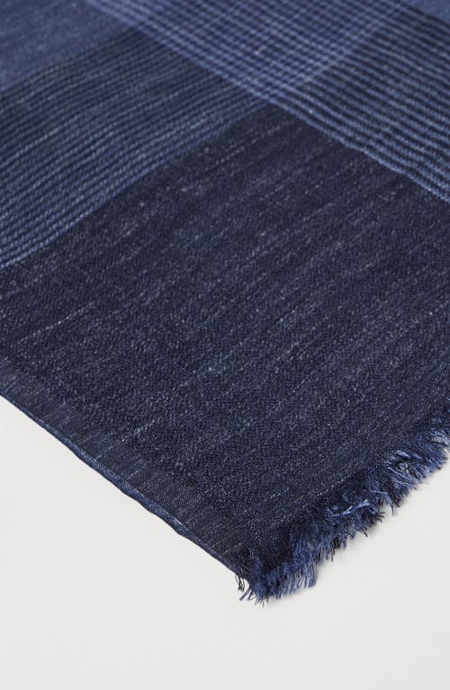Brunello Cucinelli Silk-linen Stripe Scarf In Denim