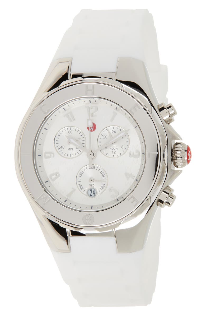 MICHELE Women's White Tahitan Jelly Bean Watch, 40 MM, Main, color, White