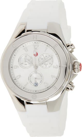 MICHELE Women's White Tahitan Jelly Bean Watch, 40 MM MICHELE Women's White Tahitan Jelly Bean Watch, 40 MM