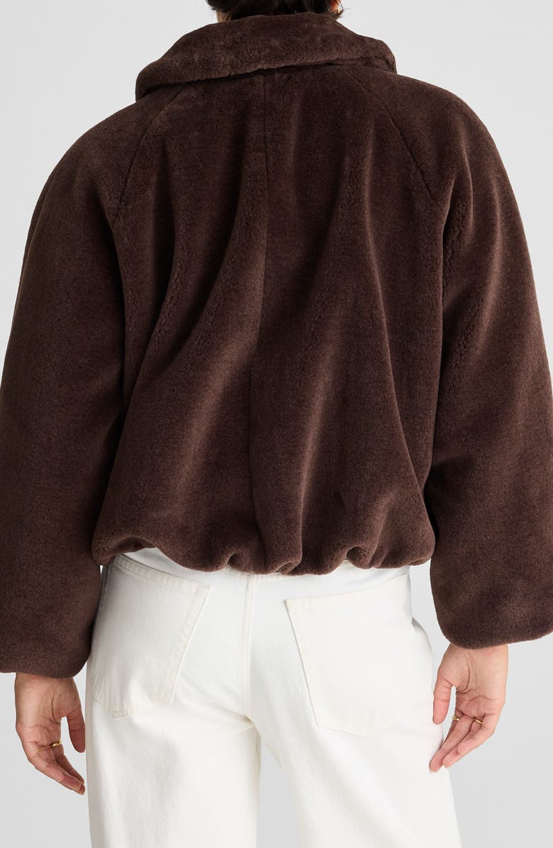 Madewell Bubble Faux Fur Bomber Jacket, Alternate, color, Dark Chocolate