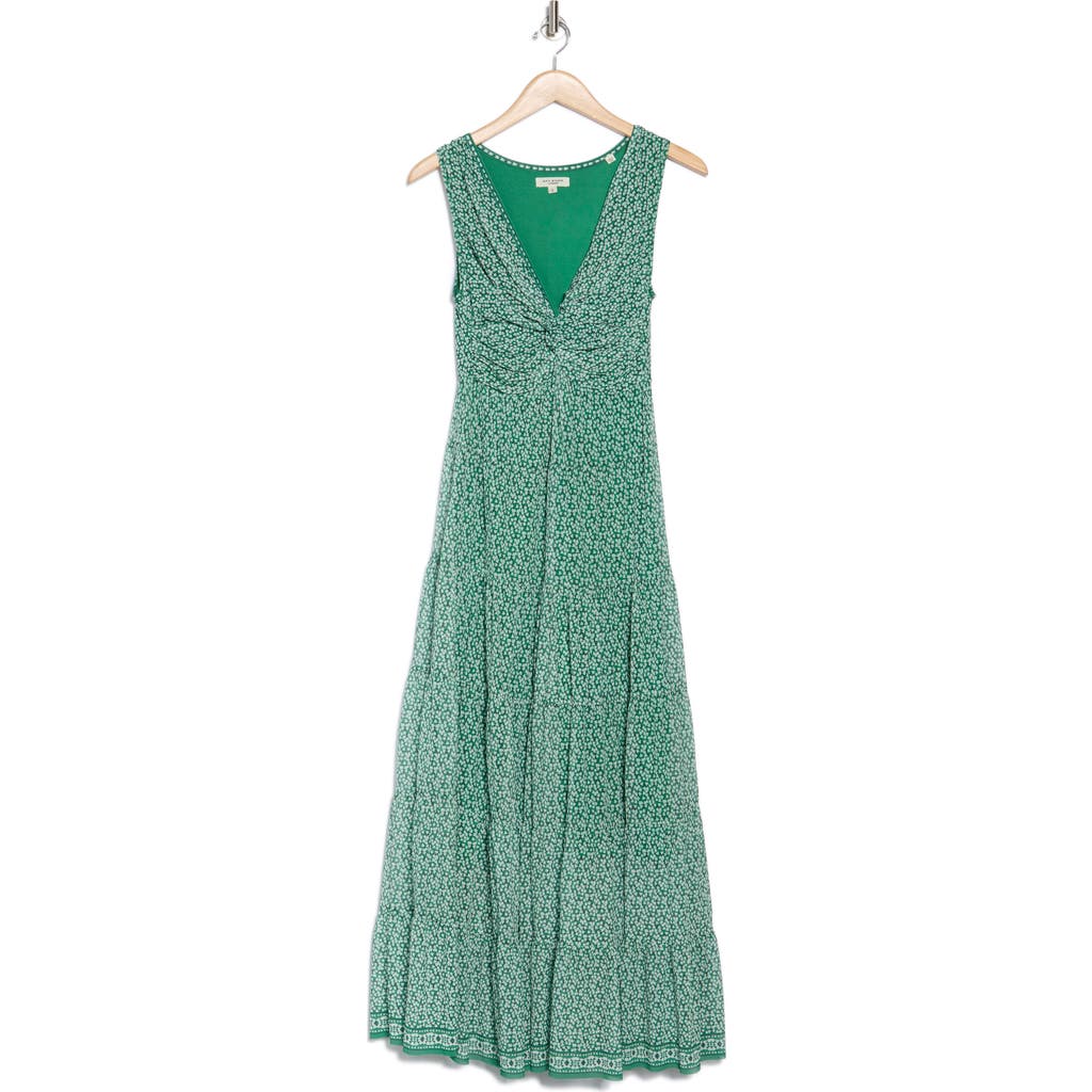 Max Studio Twist Front Sleeveless Maxi Dress In Green Black Small Buds