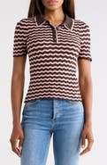 JASON WU Chevron Stripe Polo Sweater