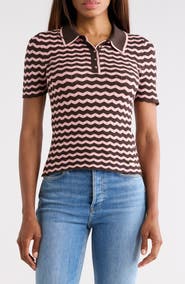 JASON WU Chevron Stripe Polo Sweater