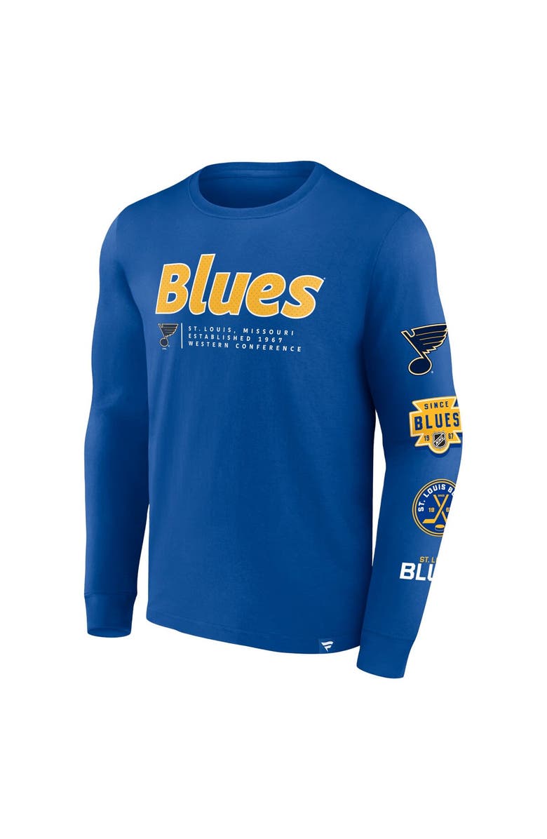 FANATICS Men's Fanatics Branded Blue St. Louis Blues Strike the Goal Long Sleeve T-Shirt, Alternate, color, Blue