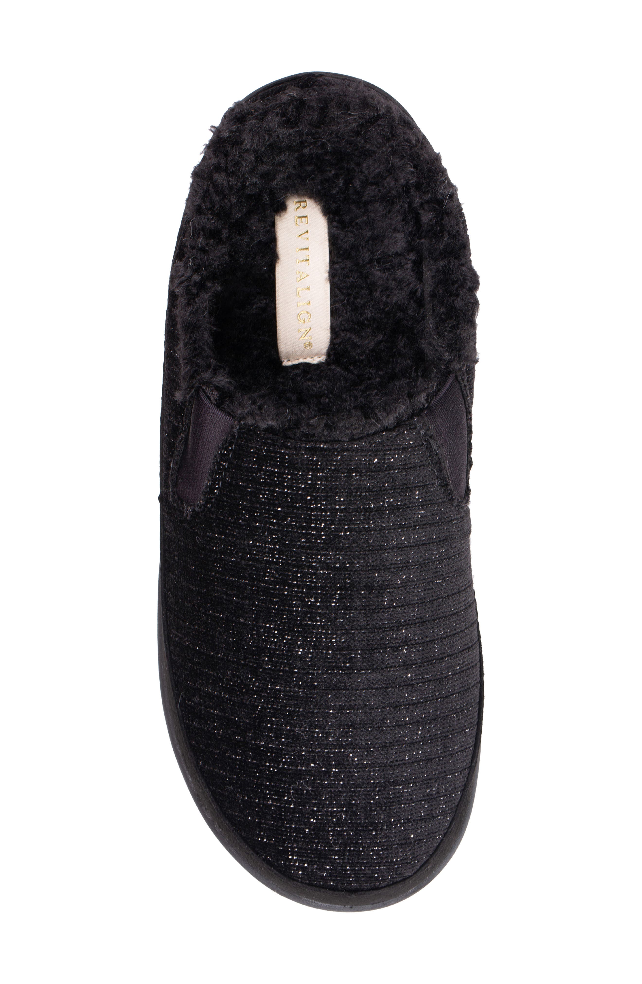 Revitalign Apres Faux Fur Lined Slipper, Alternate, color, Black