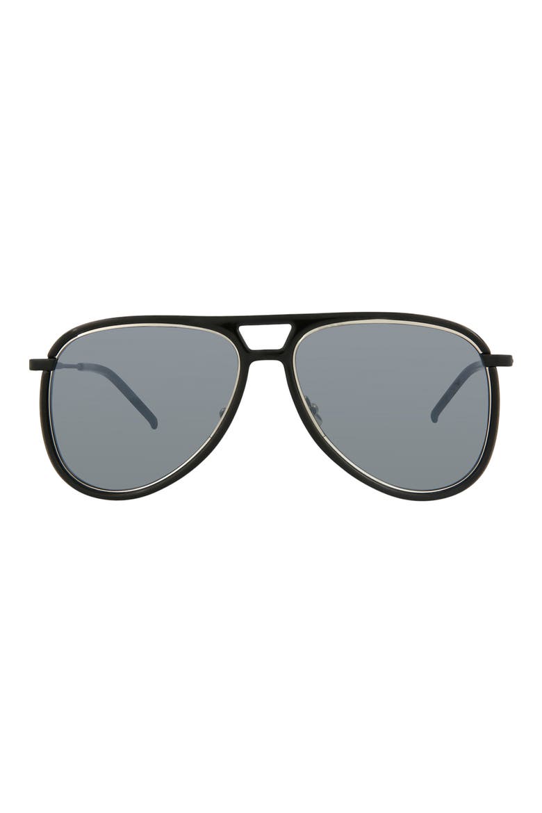 56mm Pilot Sunglasses, Main, color, BLACK SILVER