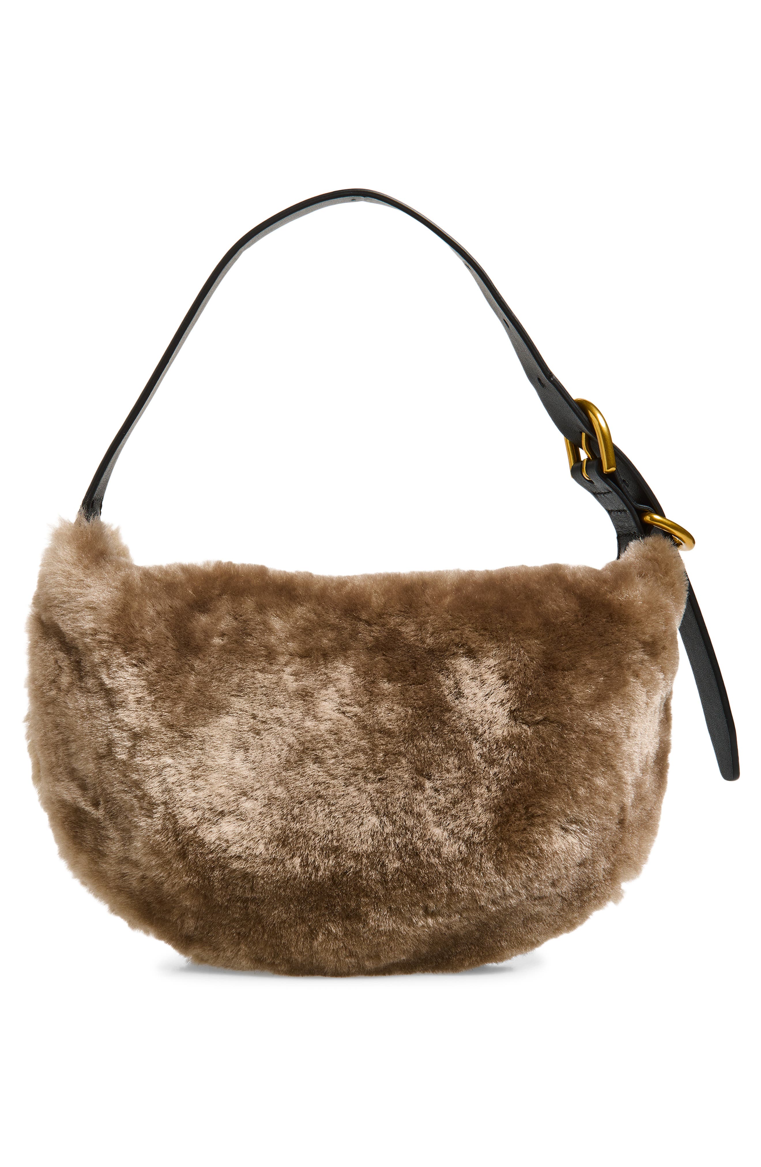 Mercer Small Genuine Shearling Hobo, Alternate, color, MINK