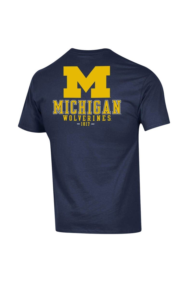 Men's Champion Navy Michigan Wolverines Stack 2-Hit T-Shirt, Alternate, color, Navy