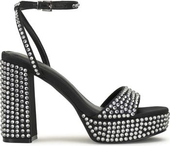 Pendrys Rhinestone Block Heel Sandal