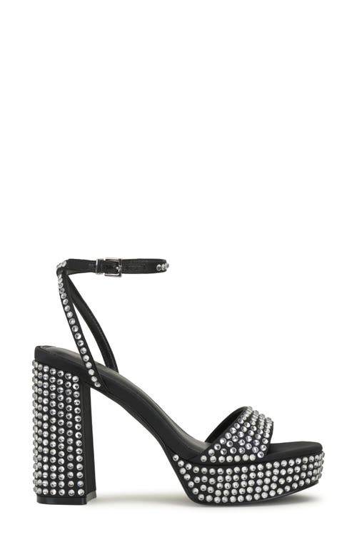 Vince Camuto Pendrys Rhinestone Block Heel Sandal In Black