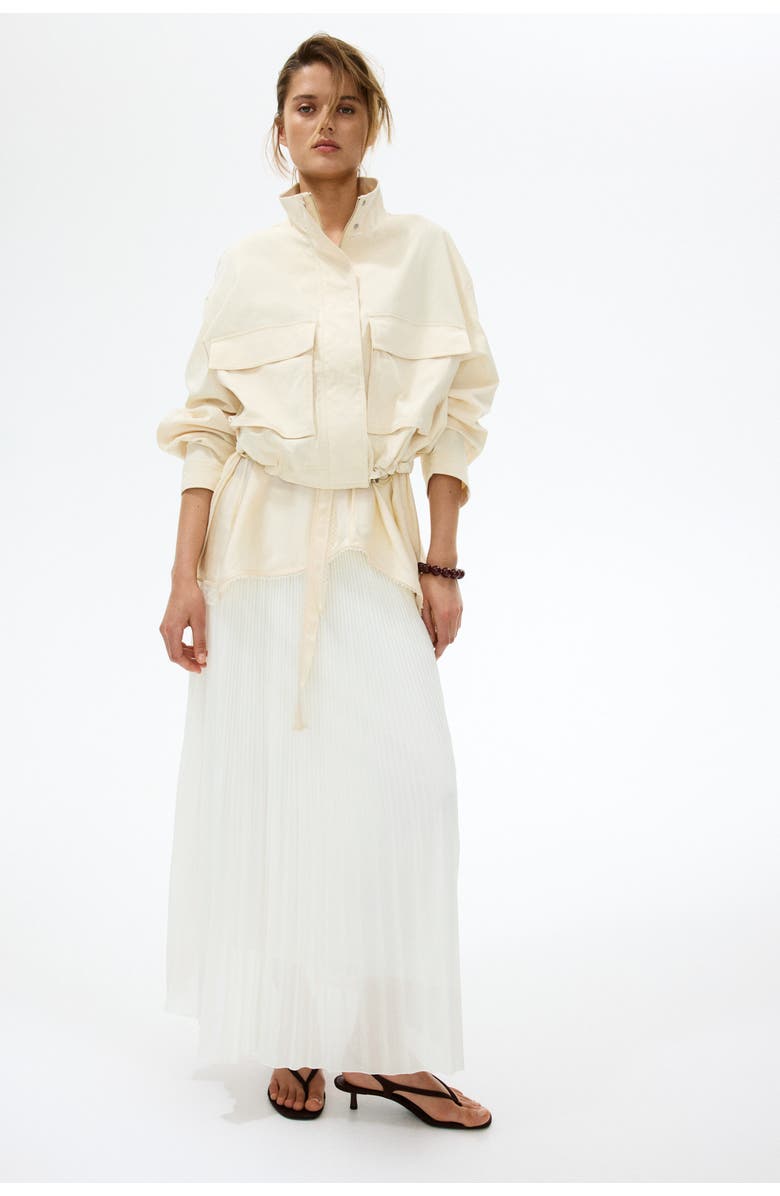 H&M Plissé Skirt, Alternate, color, Ivory