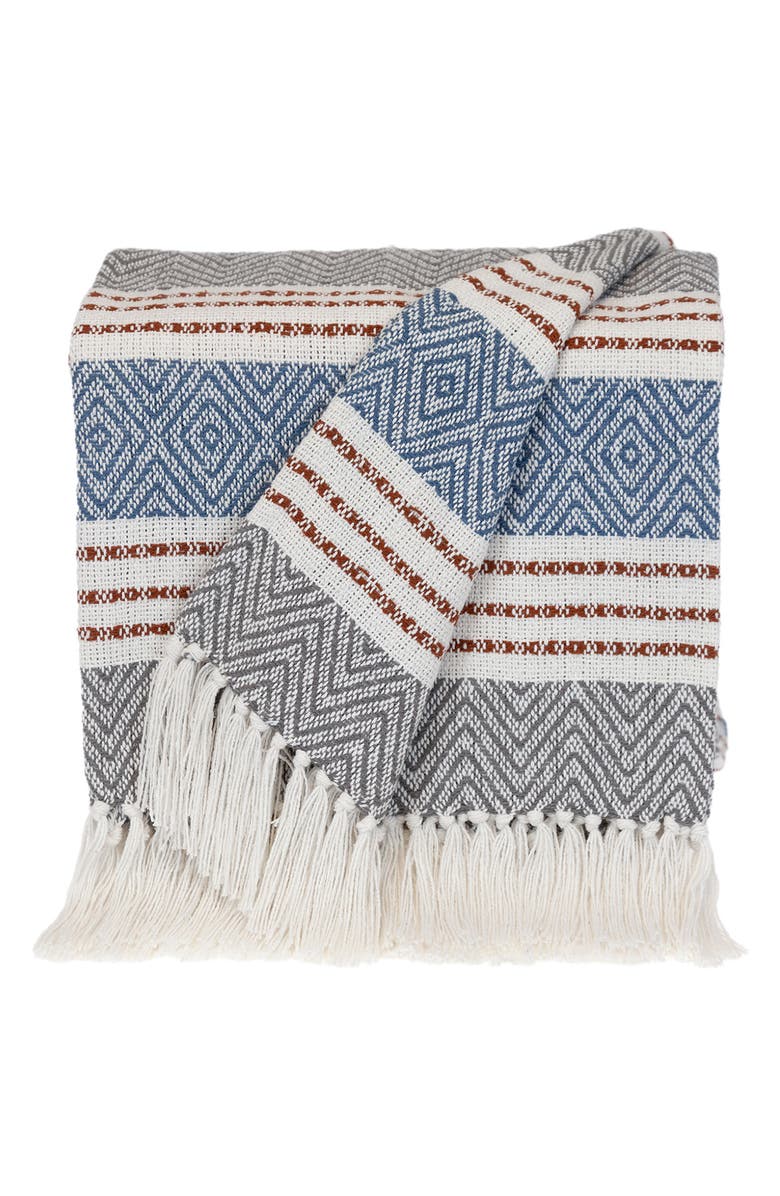 PARKLAND COLLECTION Kai Fringe Throw Blanket, Main, color, Gray