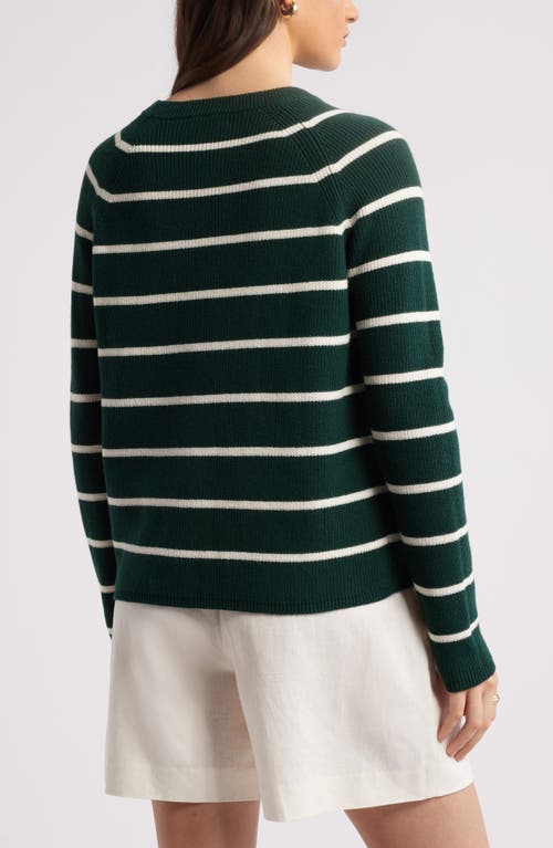 Nordstrom Rib Organic Cotton & Merino Wool Sweater In Green Park- Ivory Pristine Stp
