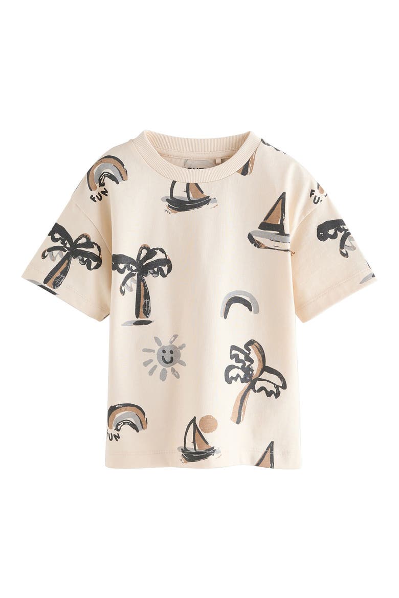 Kids' Beach Print Cotton T-Shirt, Main, color, NEUTRAL