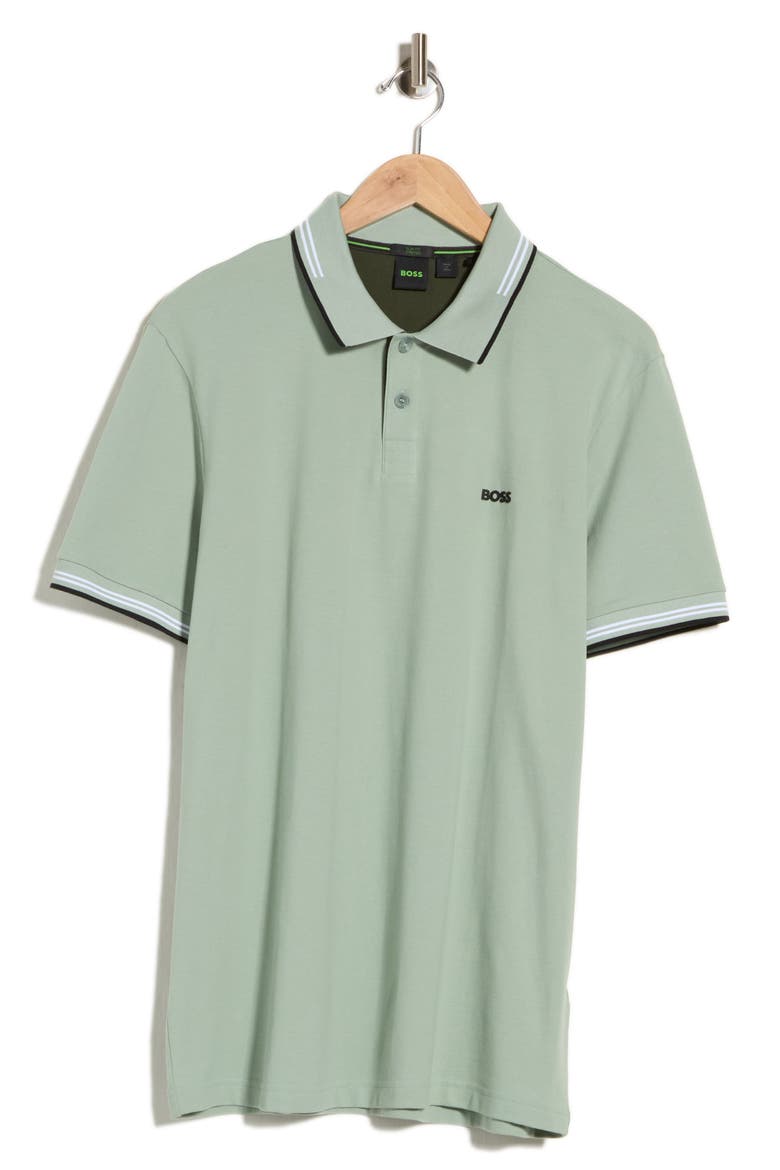 Paul Tipped Stretch Cotton Polo, Main, color, GREEN