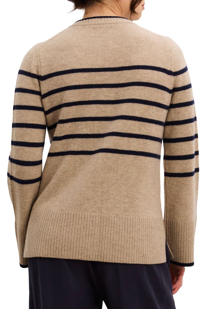 The Celine Contour Cardigan, Alternate, color, Oat/Navy