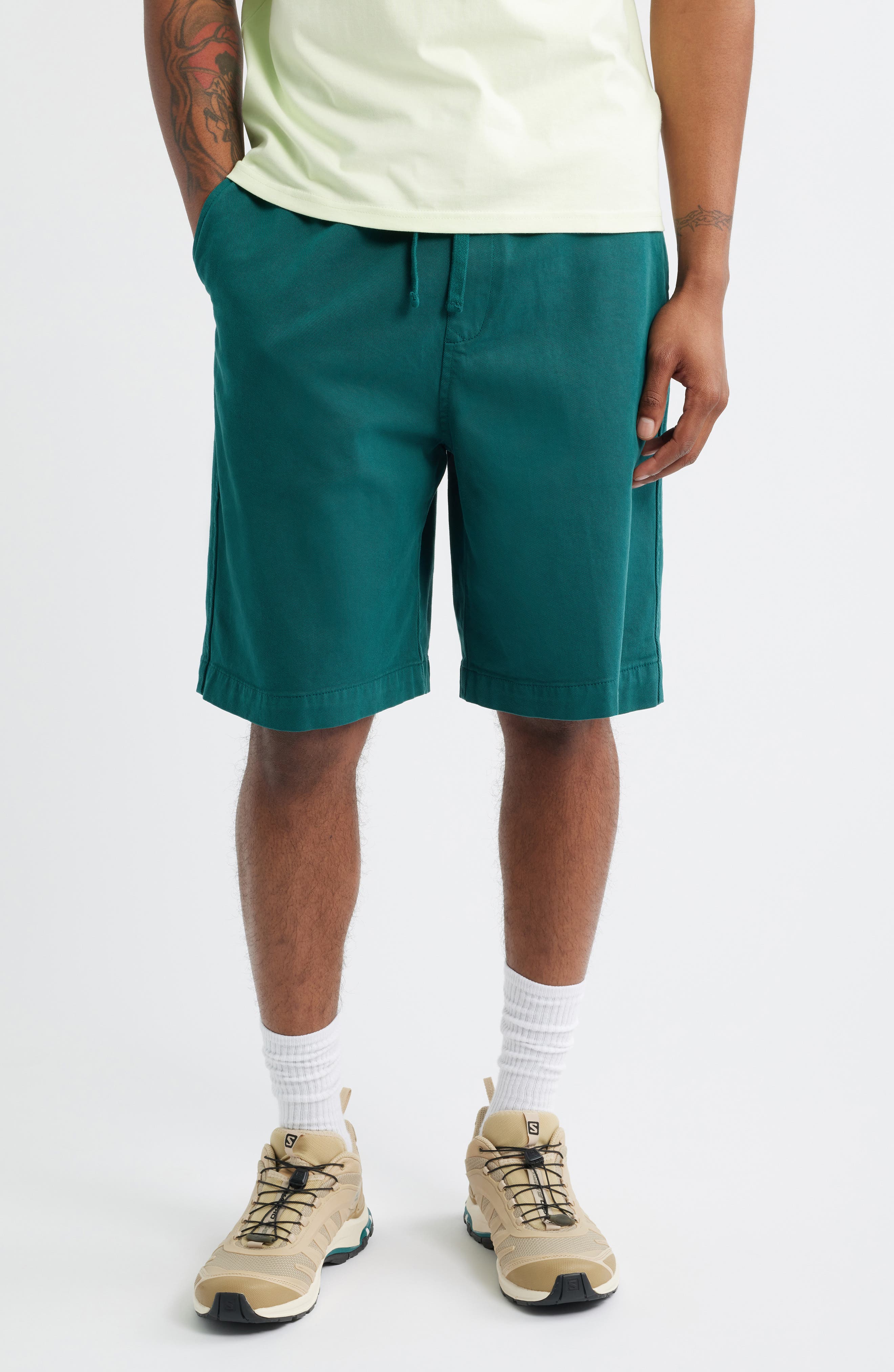 Carhartt Work In Progress Floyde Lyocell & Cotton Twill Drawstring Shorts