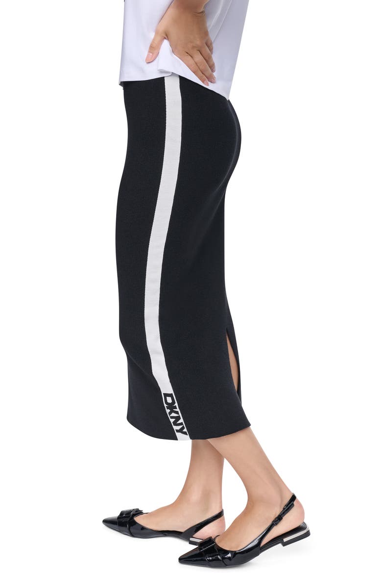 Logo Stripe Knit Skirt, Alternate, color, BLK/ IVY