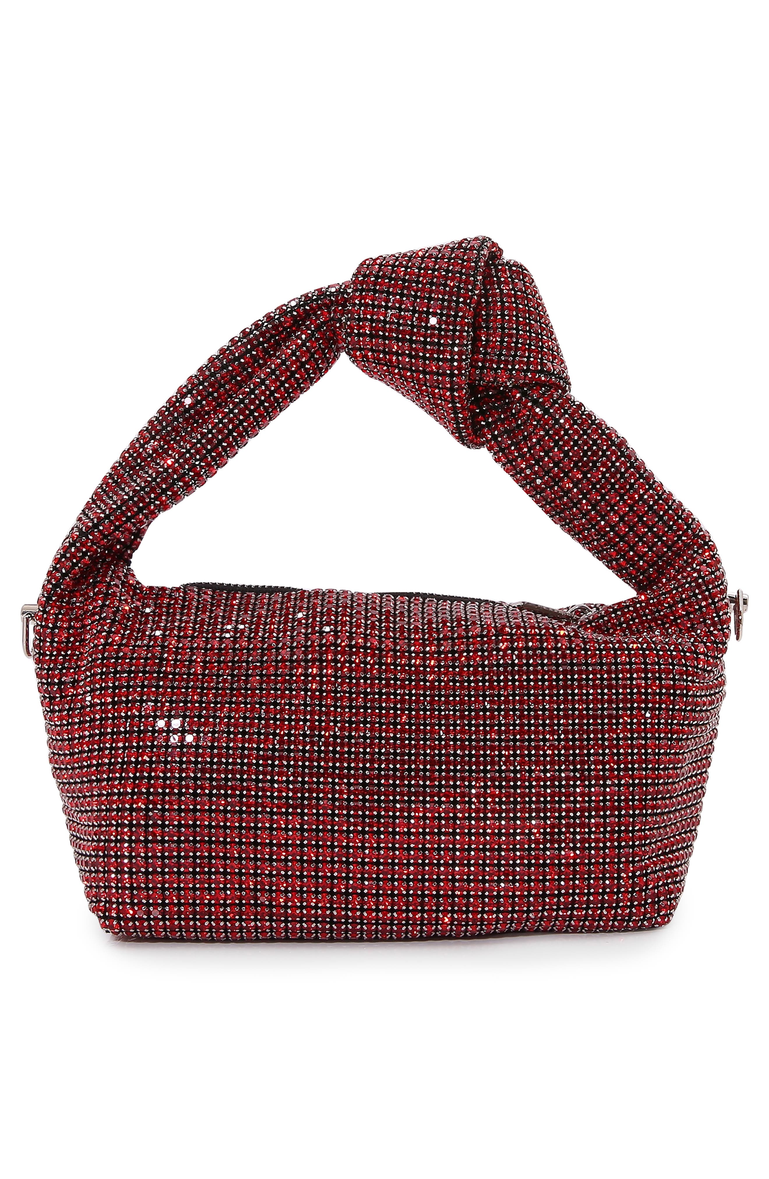 Knotted Handle Rhinestone Bag, Alternate, color, RED
