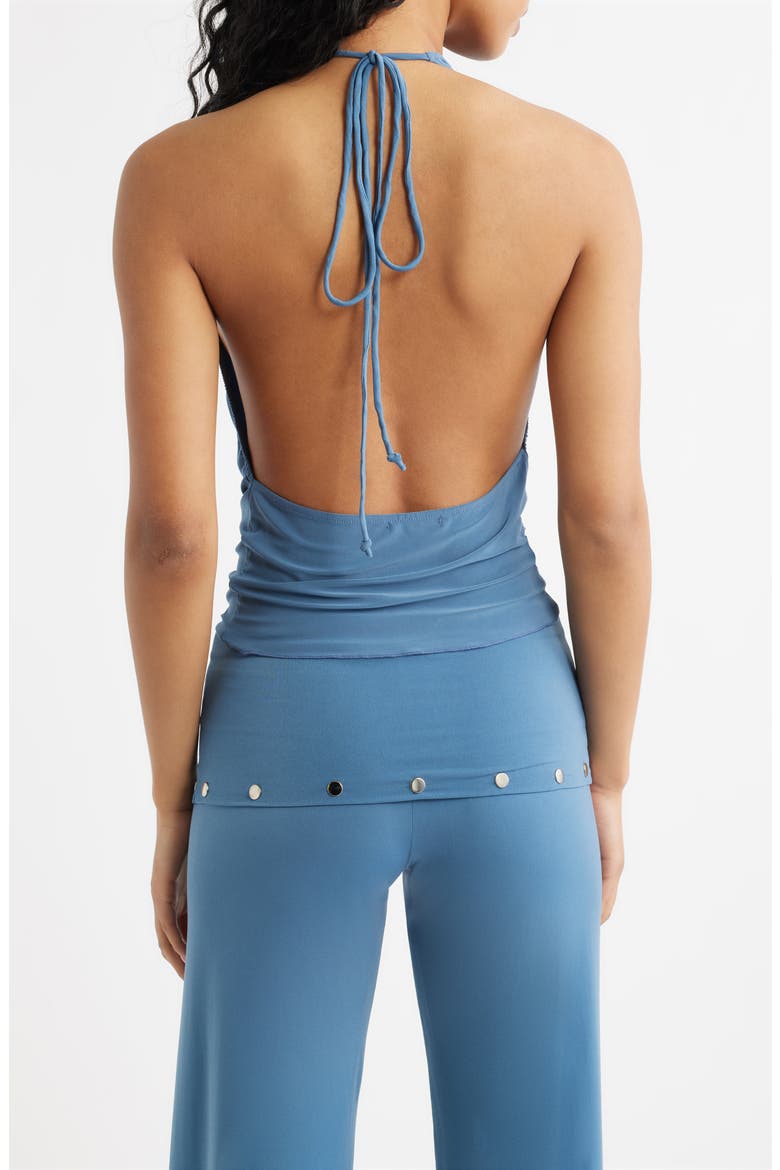 Elsa Knit Cowl Halter Top, Alternate, color, BLUE
