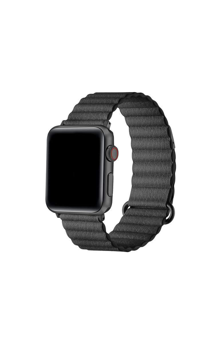Posh Tech Riley Magnetic Leather Band for Apple Watch, Main, color, Black
