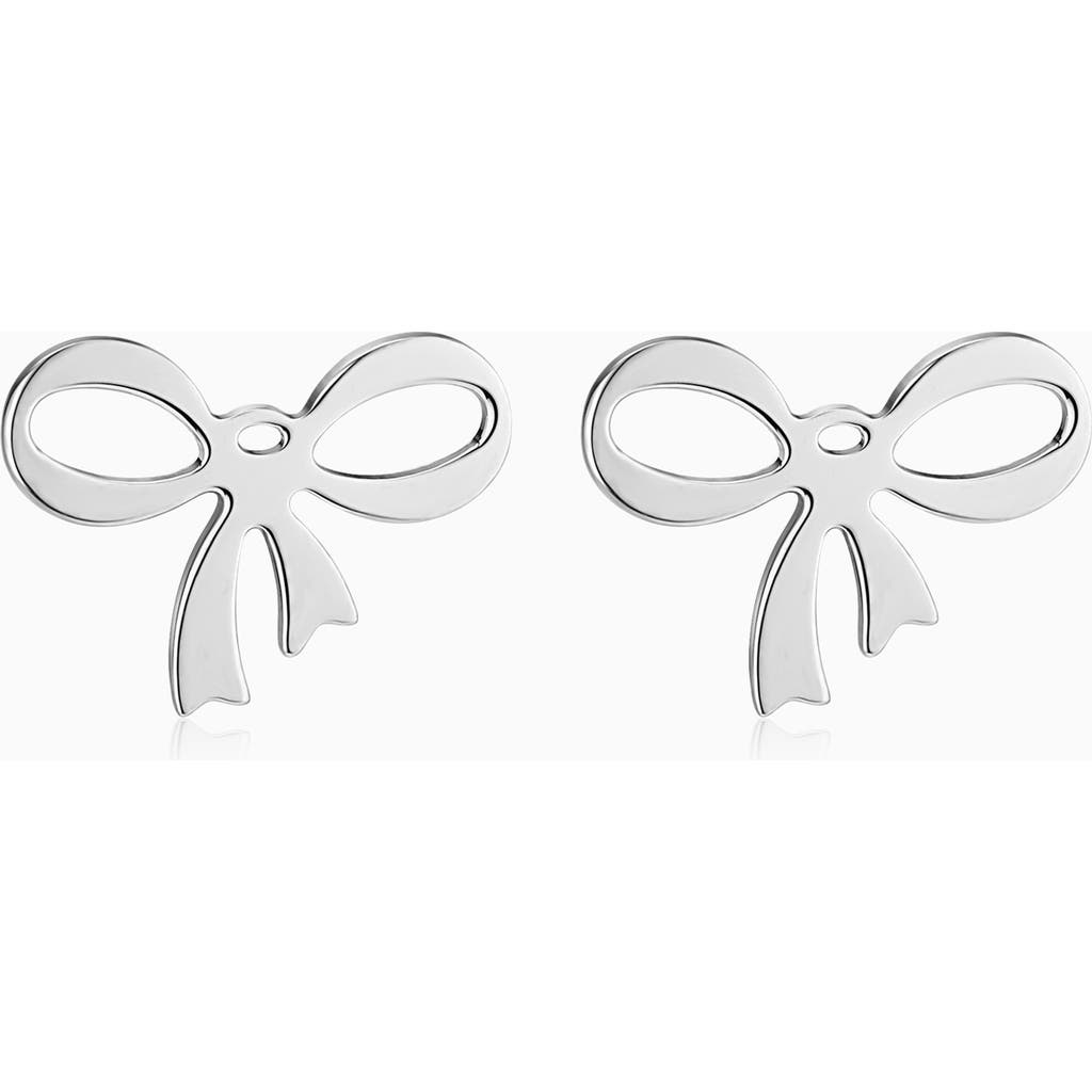 Oradina Sterling Silver Wrap Me Up Bow Studs In Silver