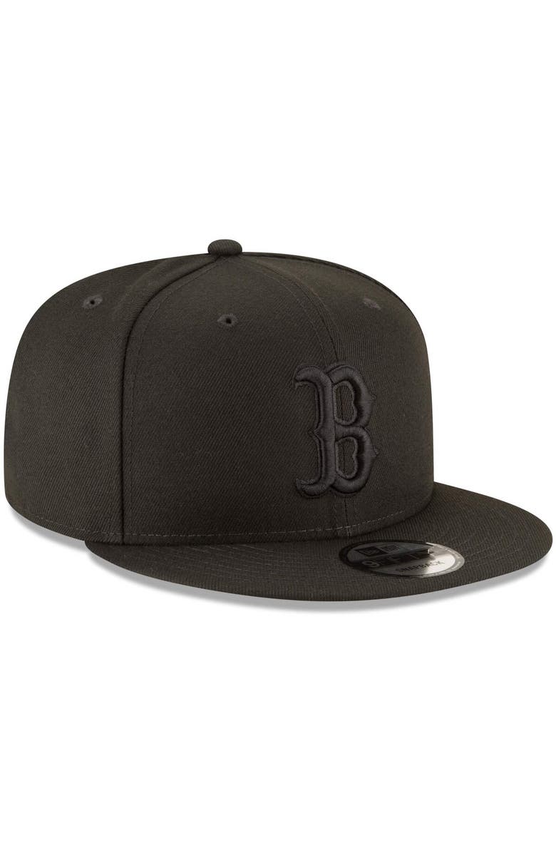 New Era Boston Red Sox New Era Black on Black 9FIFTY Team Snapback Adjustable Hat - Black, Alternate, color, 