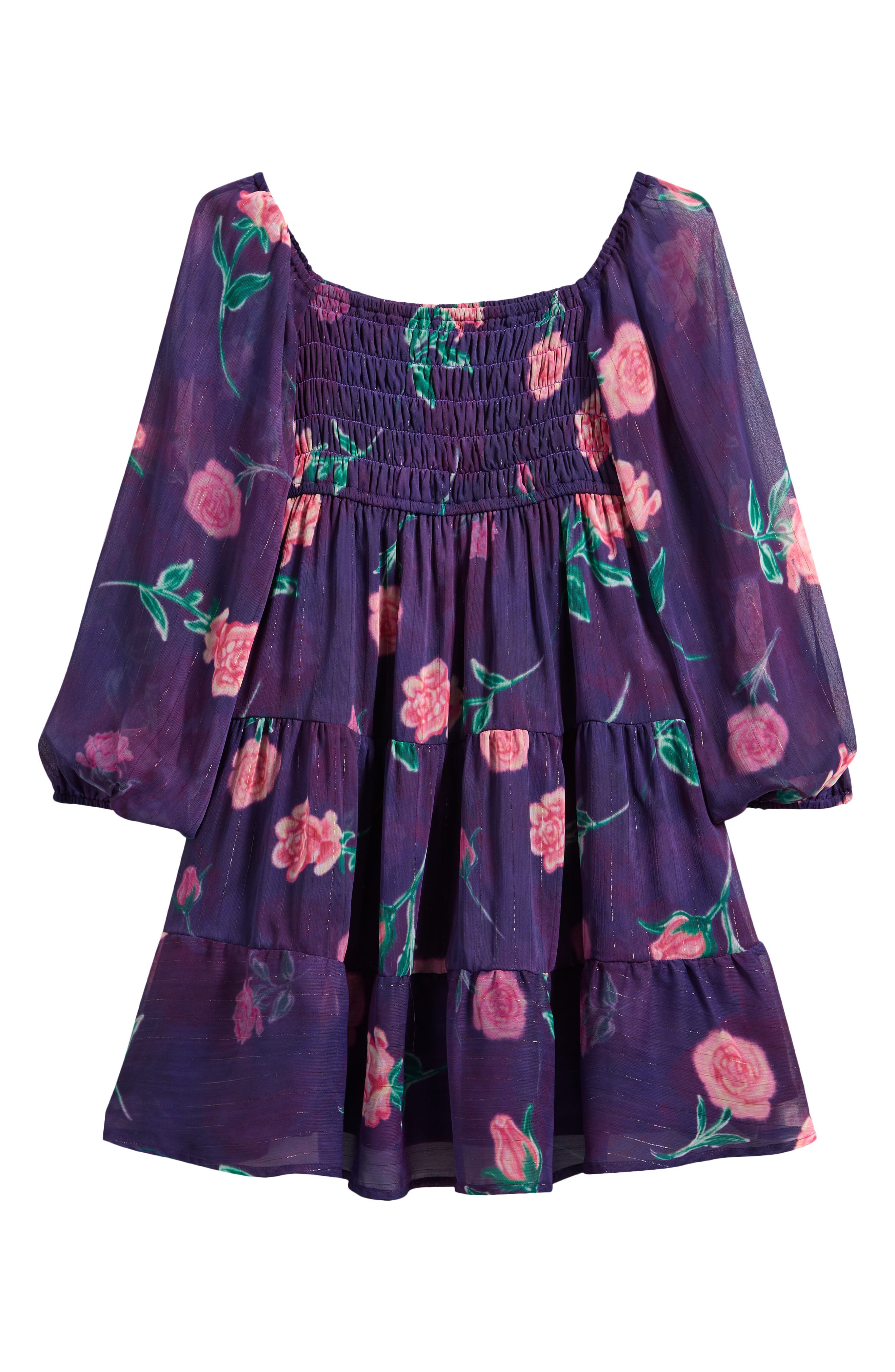 Ava & Yelly Kids' Swiss Dot Long Sleeve Dress