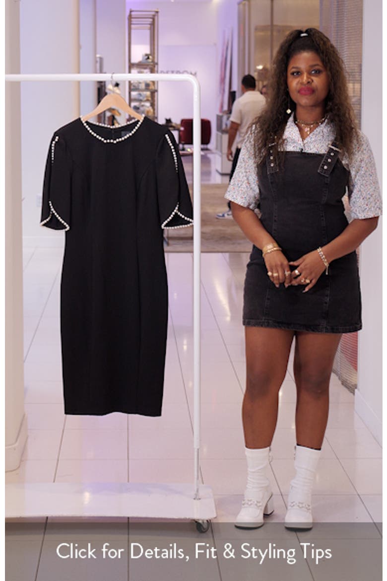 Imitation Pearl Detail Crepe Sheath Dress video