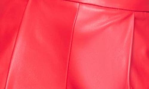 Susana Monaco Faux Leather Pleated Shorts In Red