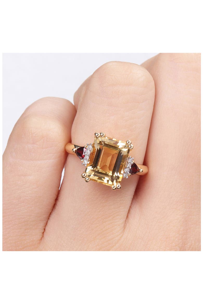 Citrine, Garnet & Diamond Ring - 0.04 ctw., Alternate, color, YELLOW