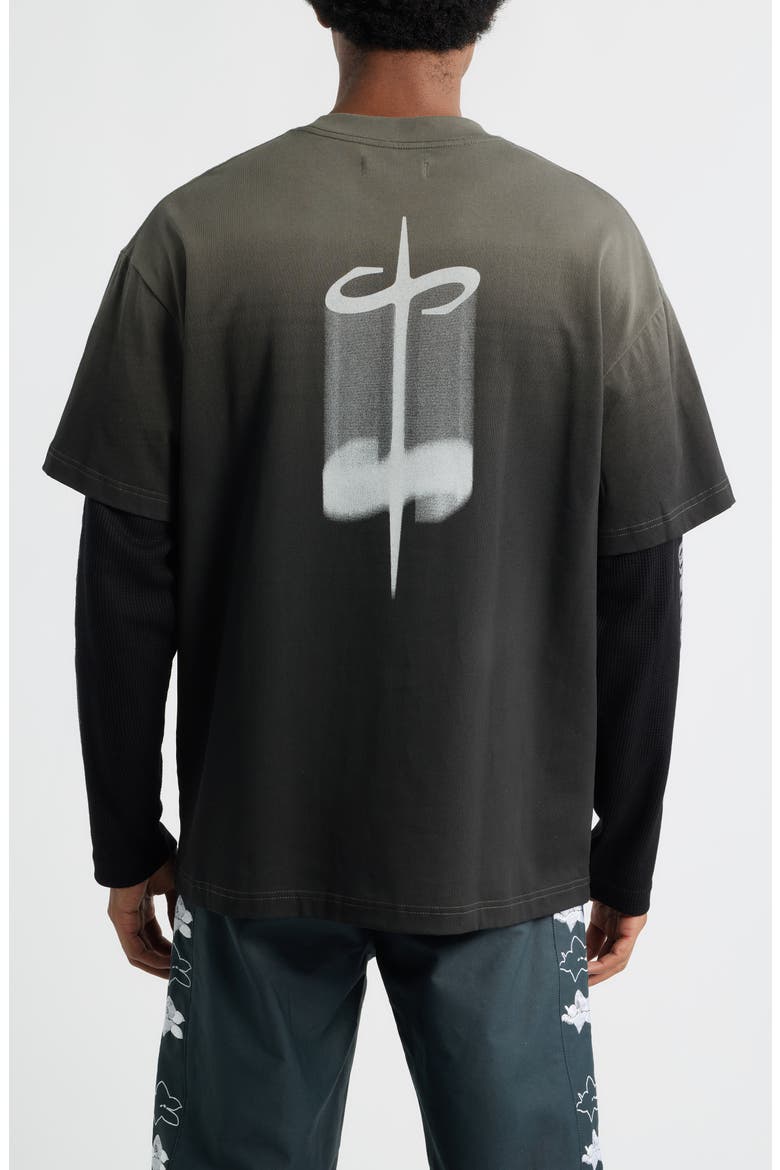 Old English Layered Look Graphic T-Shirt, Alternate, color, BLACK