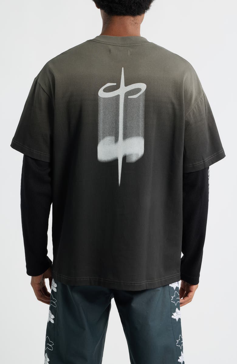 SANTO STUDIO Old English Layered Look Graphic T-Shirt, Alternate, color, Black