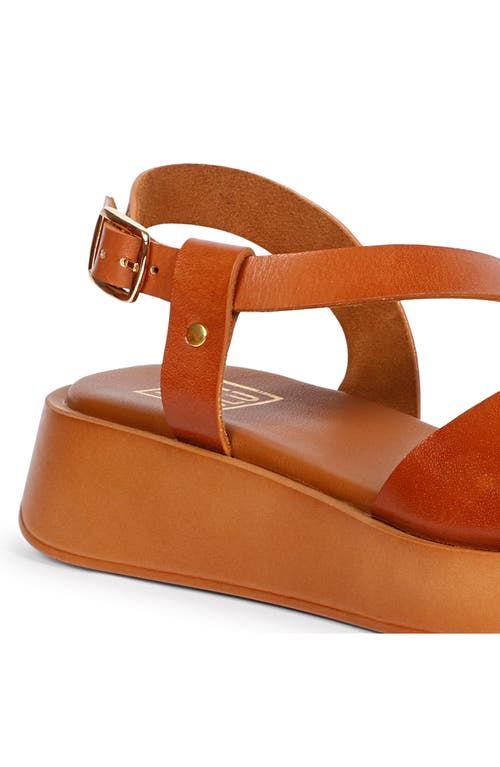 Saint G Nasrin Ankle Strap Platform Wedge Sandal In Cognac