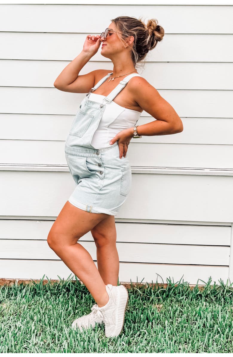 PinkBlush Denim Short Overalls, Alternate, color, Light Blue