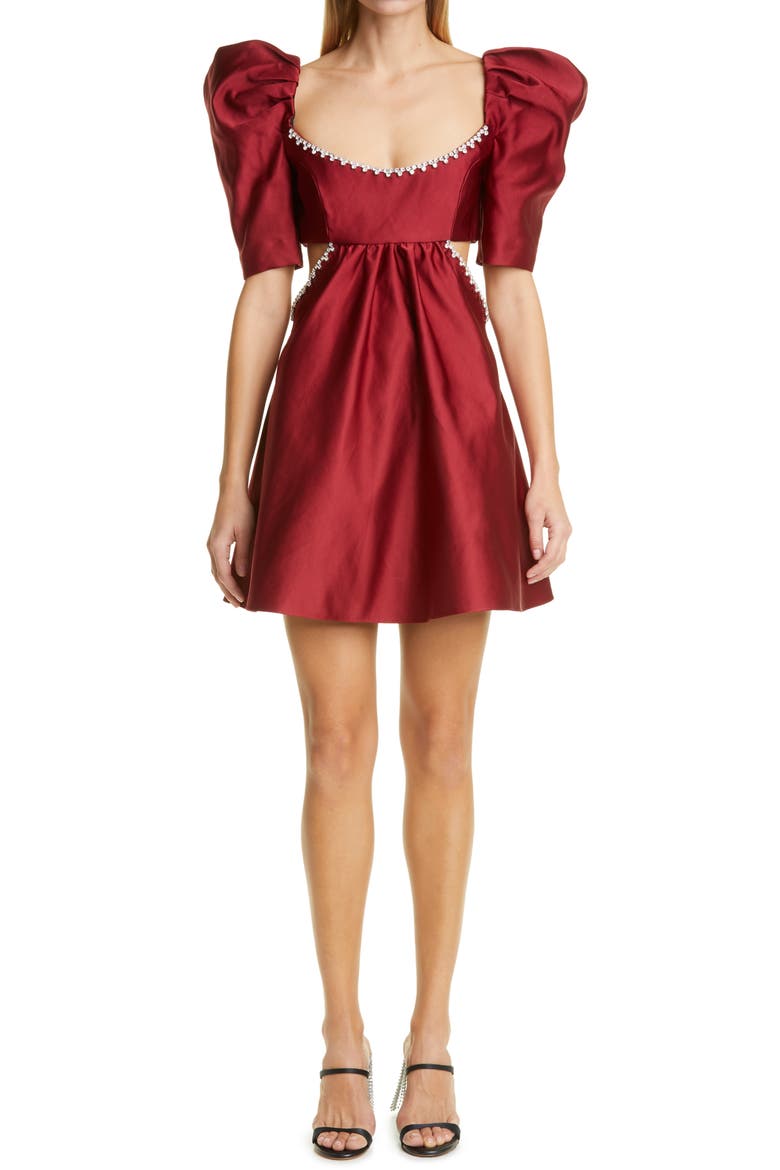 Sculpted Sleeve Cutout Dress, Main, color, OXBLOOD