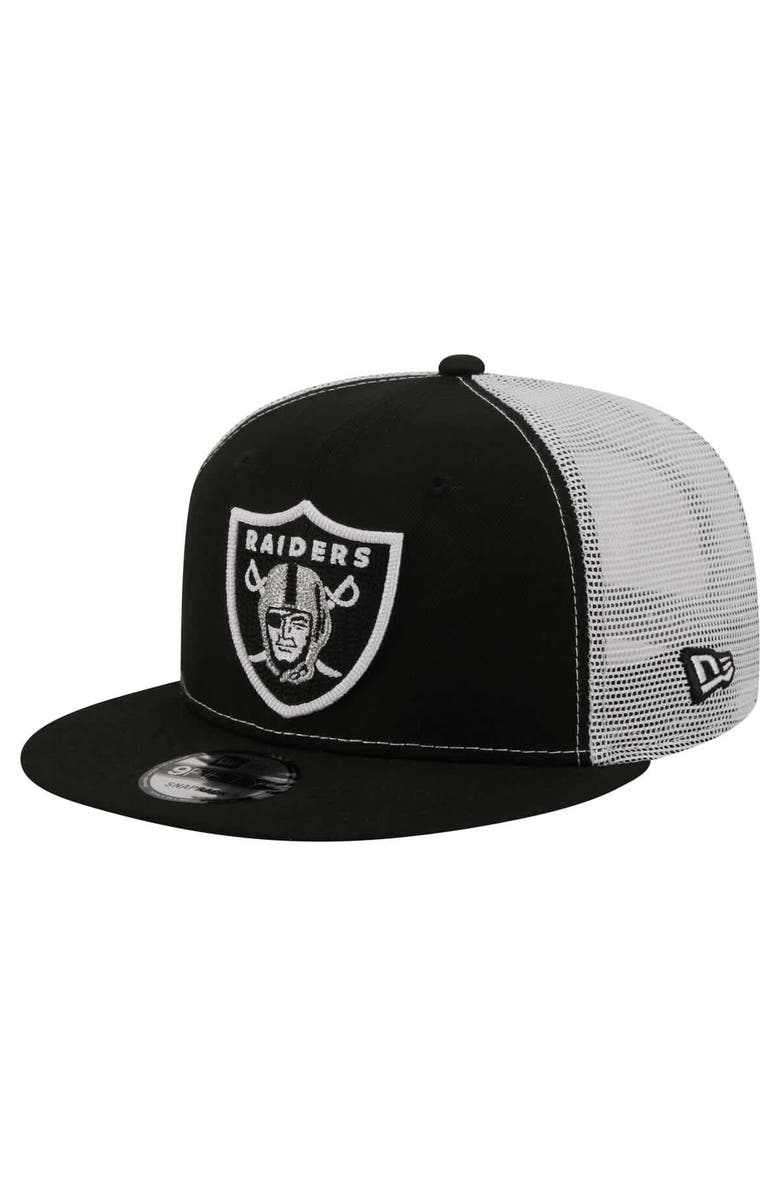 New Era Men's New Era  Black Las Vegas Raiders Core Team 9FIFTY Trucker Snapback Hat, Main, color, 