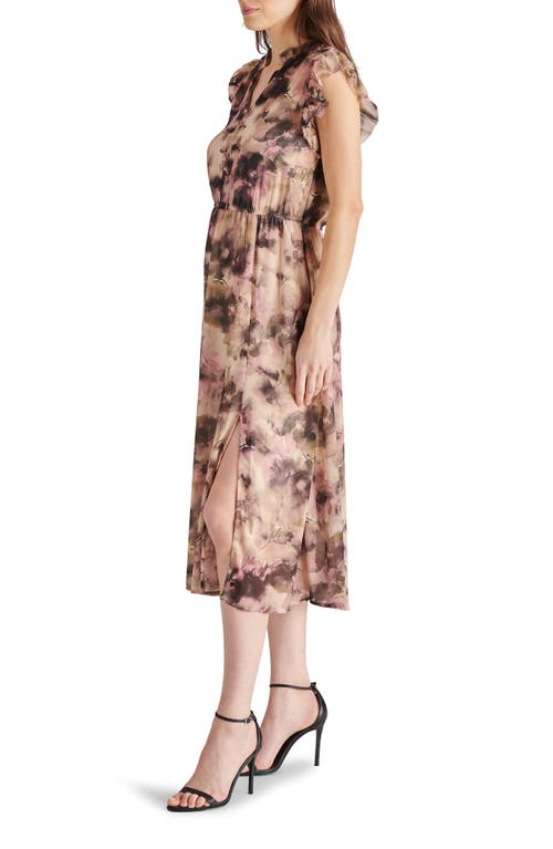 STEVE MADDEN STEVE MADDEN ALLEGRA ABSTRACT PRINT RUFFLE CHIFFON MIDI DRESS