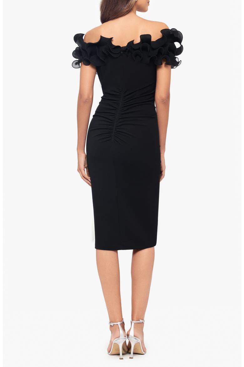 Wire Trim Off the Shoulder Sheath Dress, Alternate, color, BLACK