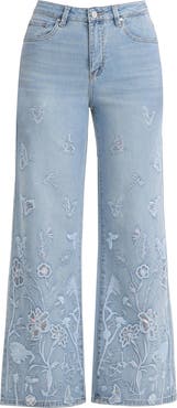 Bayeas Embroidered High Waist Wide Leg Jeans