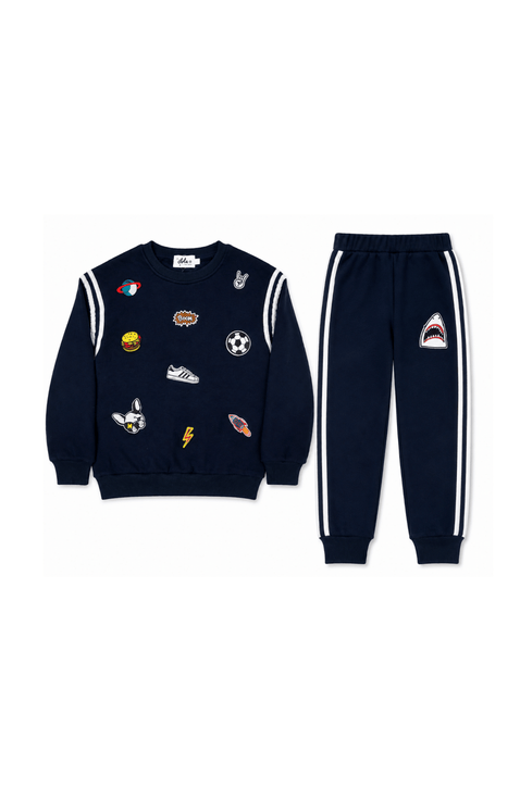 Varsity Patch Jogger Set Navy