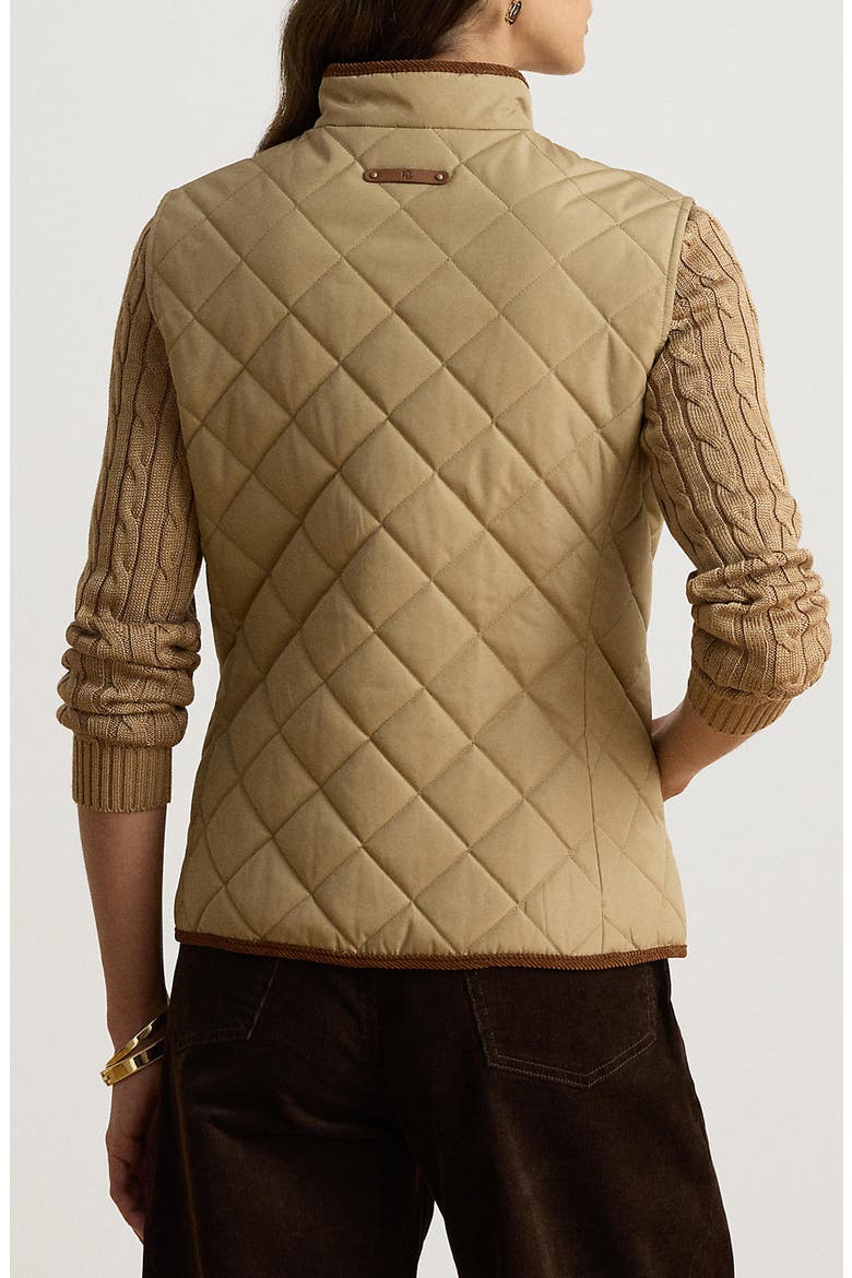 Logo Crest Quilted Vest, Alternate, color, BIRCH TAN
