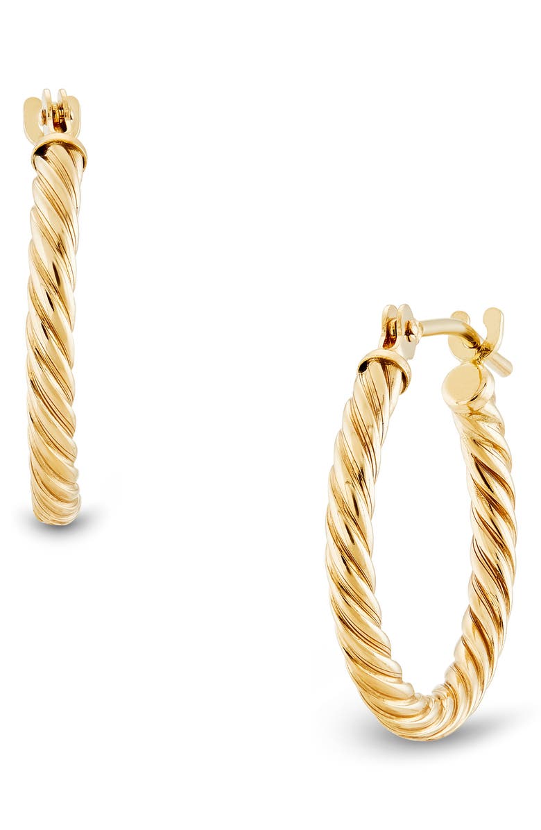 Frankie & Zoe 14K Yellow Gold Spiral Huggie Hoop Earrings, Main, color,